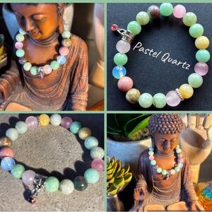 Quartz/Pastel, Yogi Collection, Beaded Stretch Bracelet - Multicolour Handmade